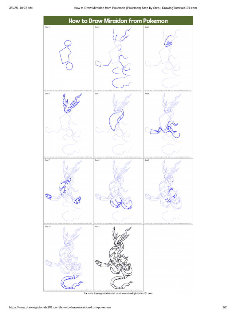 How To Draw Miraidon From Pokemon (Pokemon) Step by Step | PDF