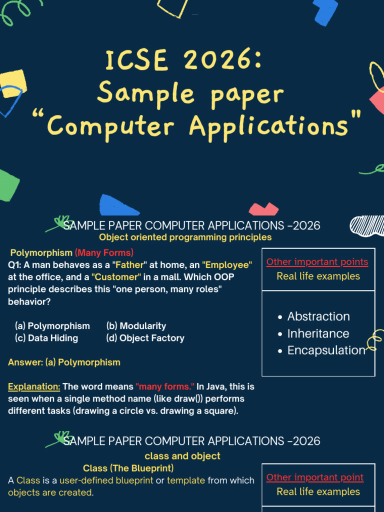 Sample Question Paper With Bubble Sort, Selection Sort and 2d | PDF ...