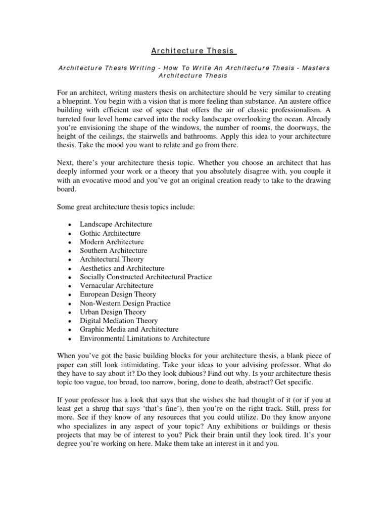 Architecture Thesis PDF Thesis Postgraduate Education