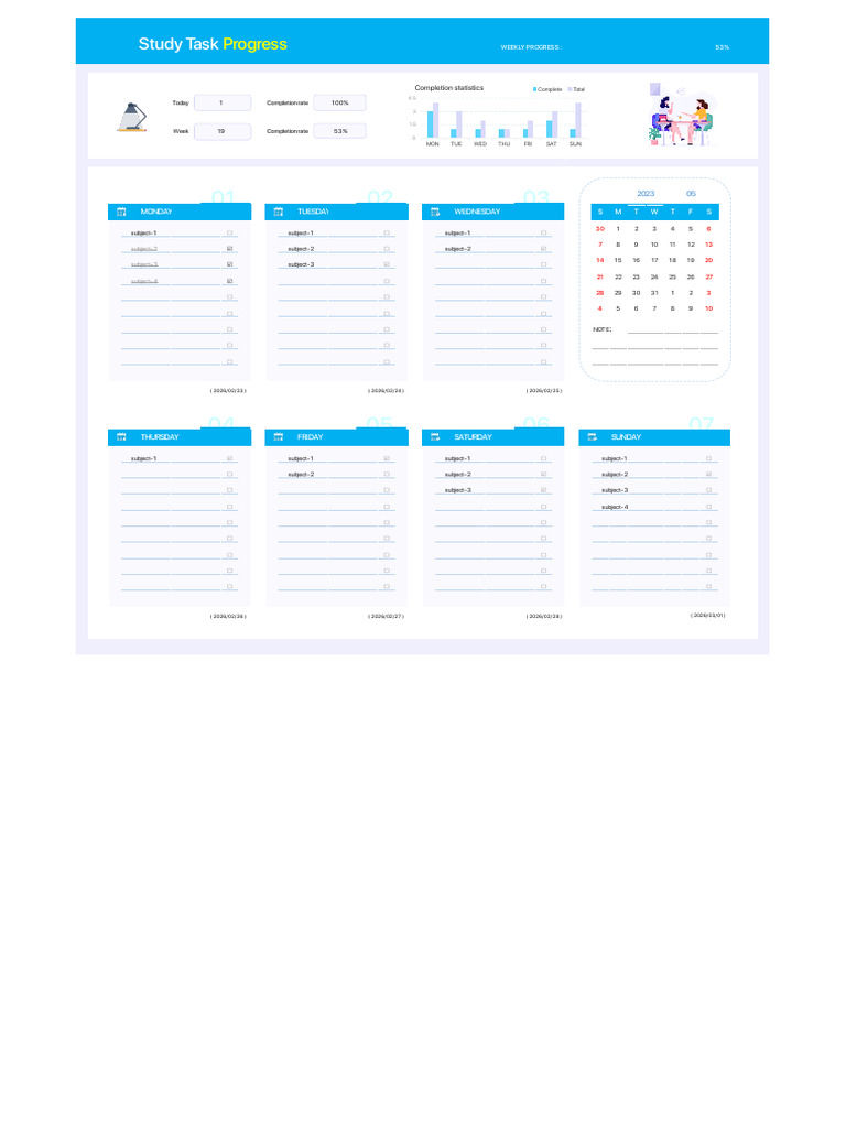 Study Task Progress Template | PDF