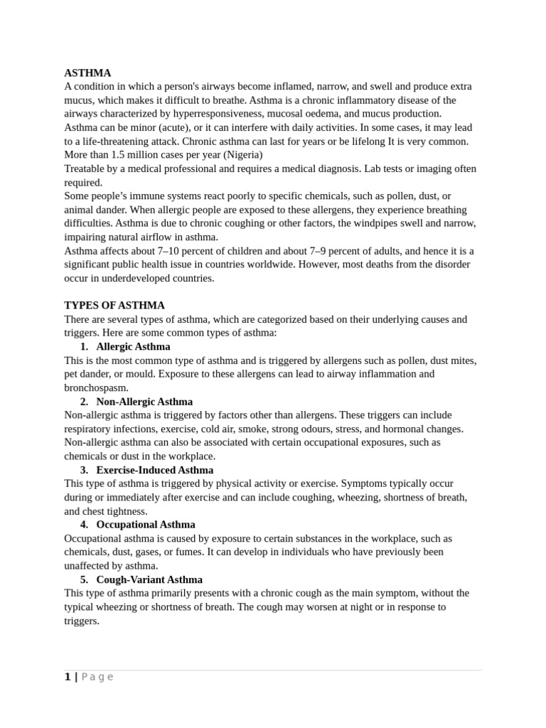 Asthma | PDF | Asthma | Chronic Obstructive Pulmonary Disease