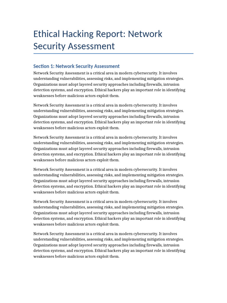 Network Security Assessment Report | PDF | Security | Computer Security