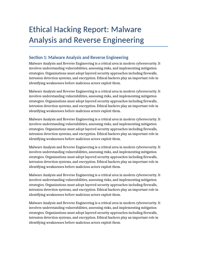 Malware Analysis and Reverse Engineering Report | PDF | Security ...