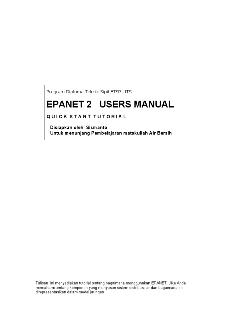 Tutorial Penggunaan EPANET 2 | PDF