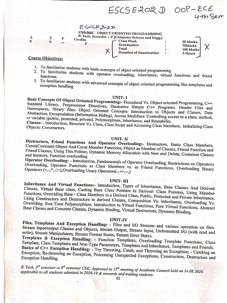 ECE-4th Sem OOP Syllabus | PDF