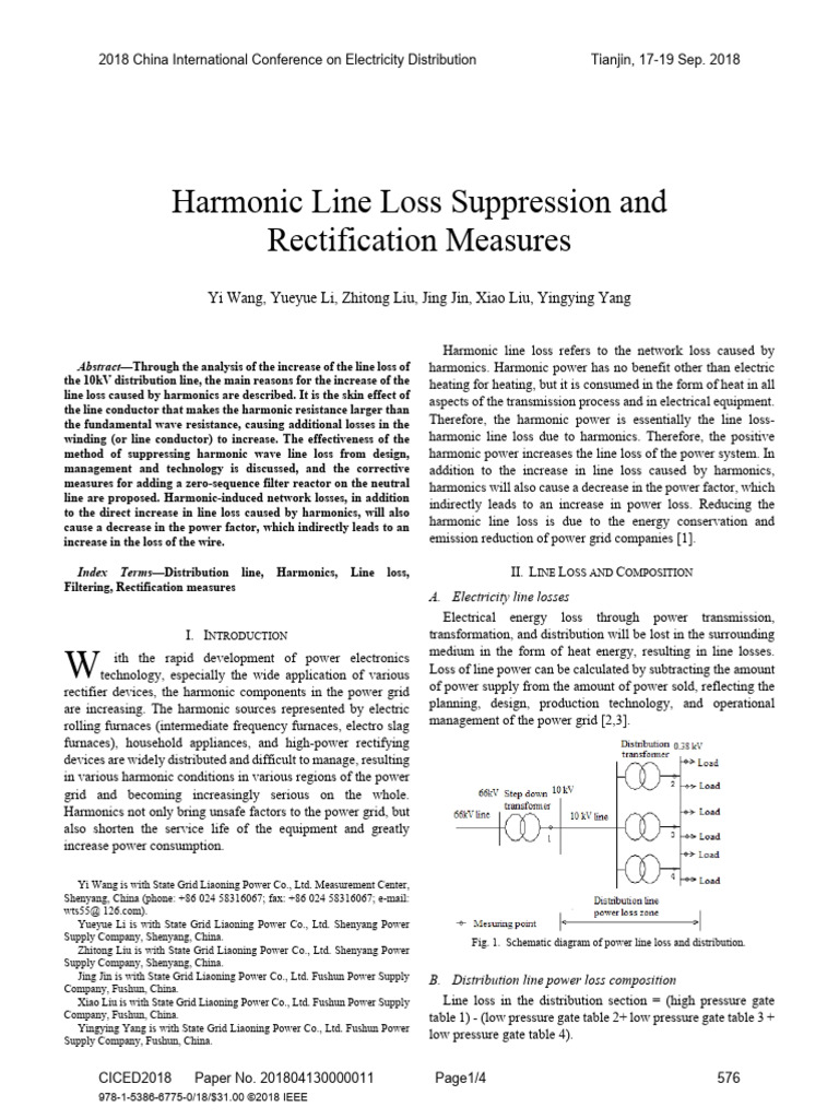 Harmonic Line Loss Suppression and Rectification Measures | PDF ...