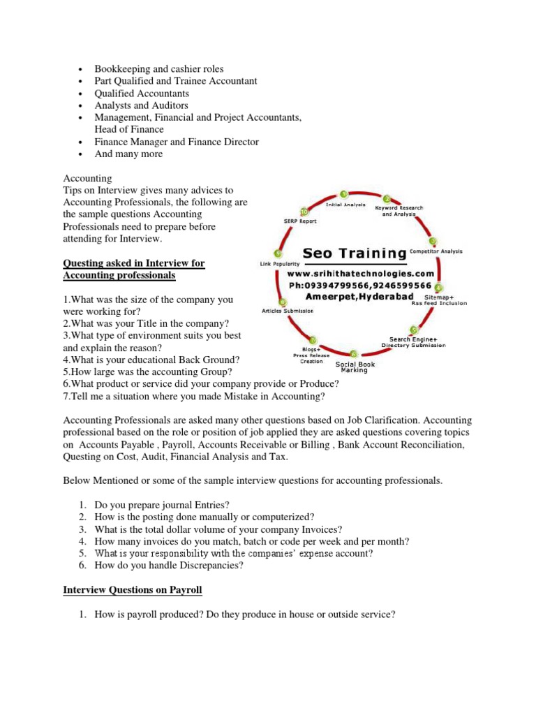 Accounting Interview Preparation Guide | PDF | Payroll | Bookkeeping