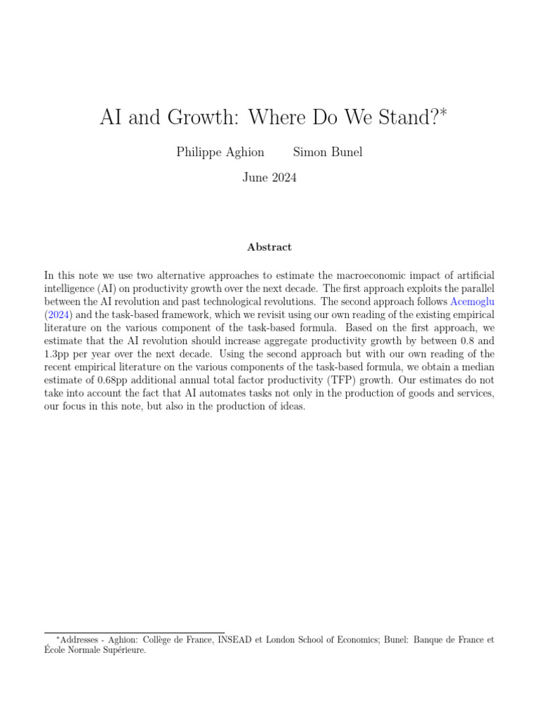 Aghion y Bunel (2024) - AI and Growth | PDF | Artificial Intelligence ...