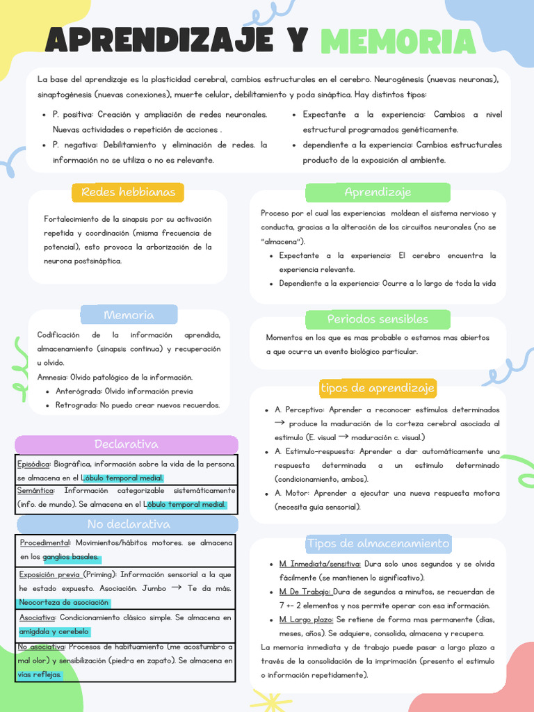 Aprendizaje y Memoria | PDF | Sinapsis | Memoria