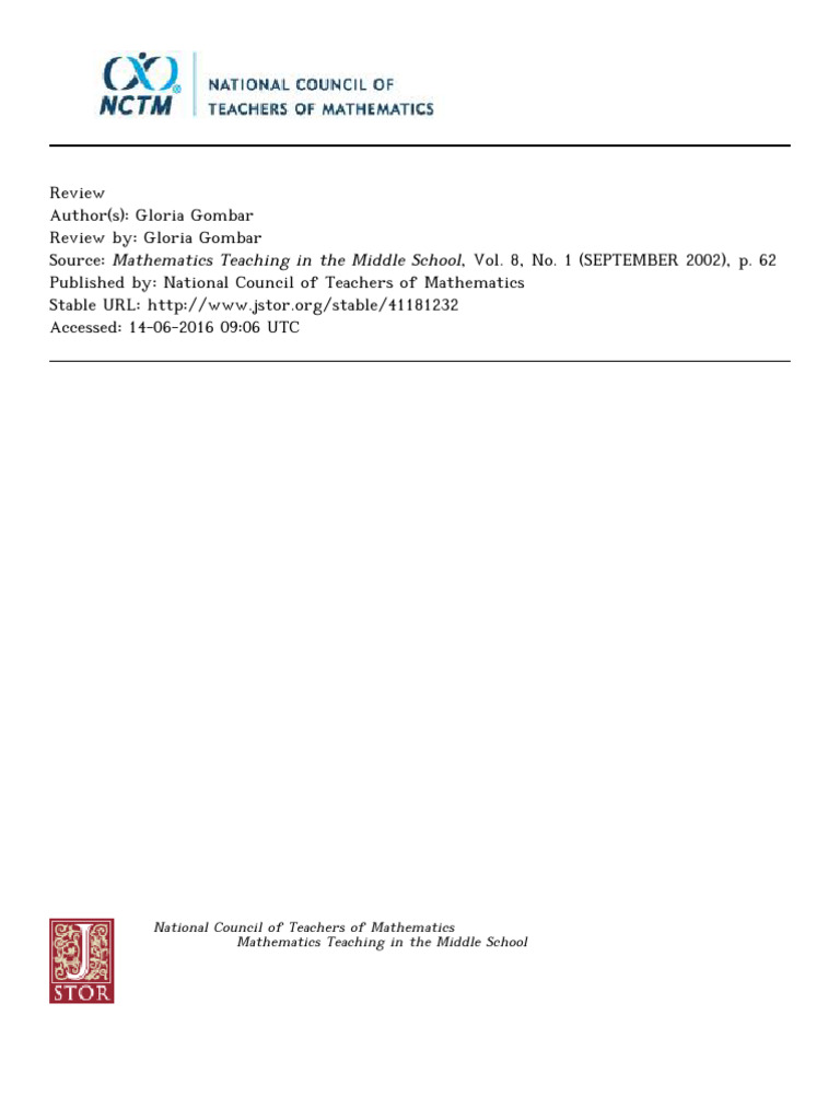 National Council of Teachers of Mathematics Mathematics Teaching in The ...