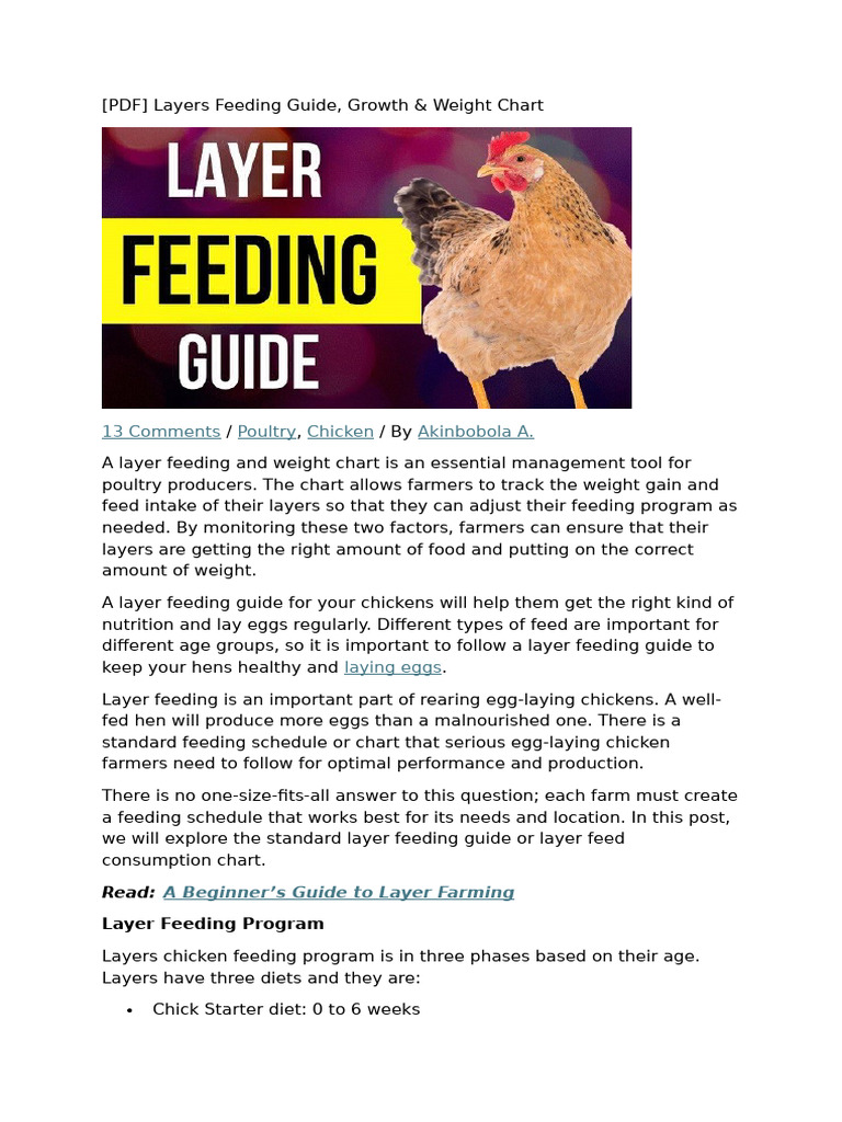 Feeding Chart For Layers | PDF | Poultry Farming | Chicken