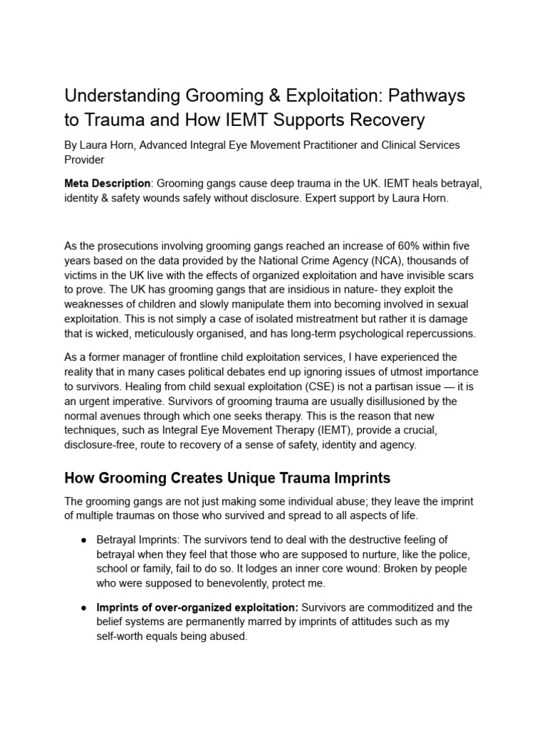 Understanding Grooming & Exploitation: Pathways To Trauma and How IEMT ...