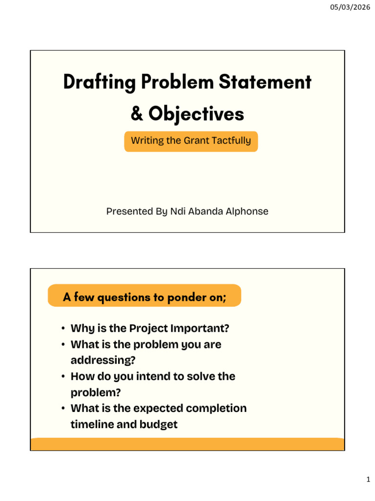 Drafting Problem Statement & Objectives. | PDF | Causality | Goal