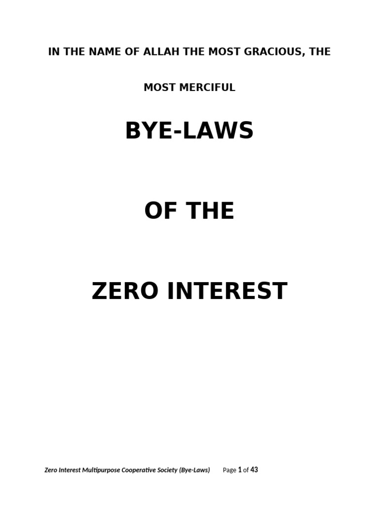 Bye-Laws of Zero Interest Final | PDF | Expense | Loans