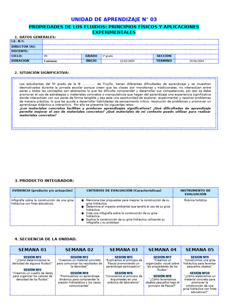 Unidad de Aprendizaje n3 | PDF | Aprendizaje | Presión