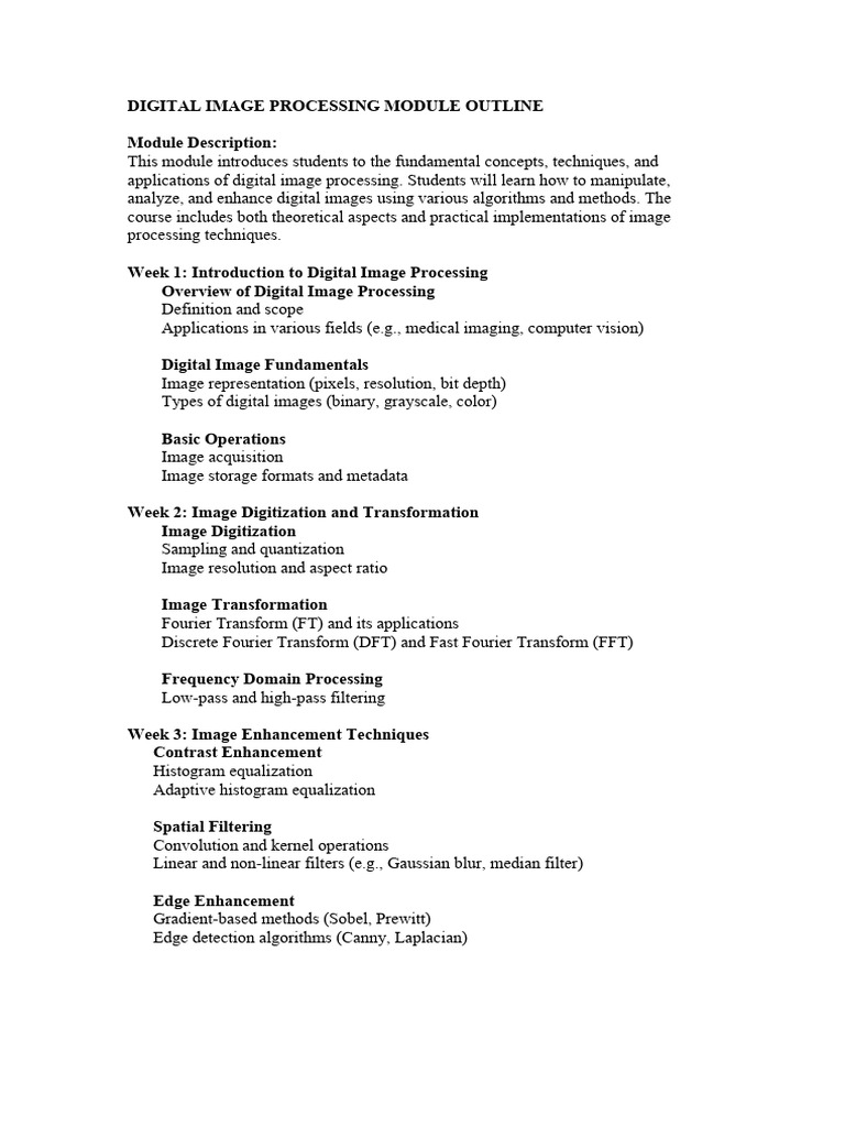 Digital Image Processing Module Outline | PDF | Data Compression ...