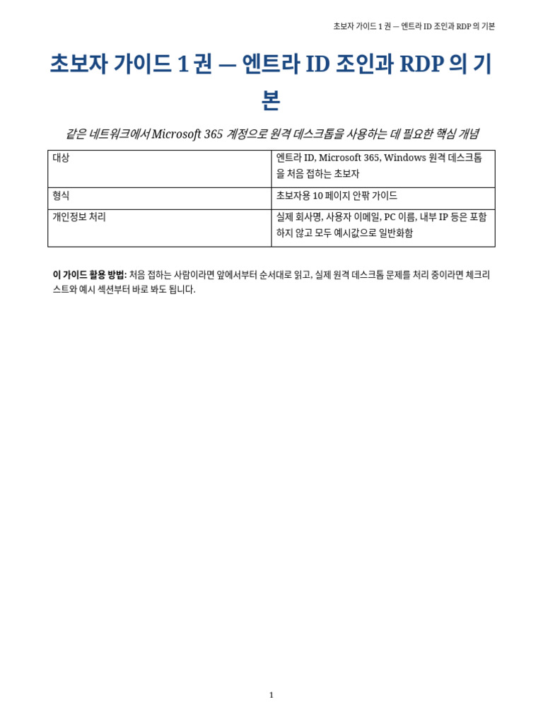 KR Entra RDP Beginner Guide Vol1 | PDF