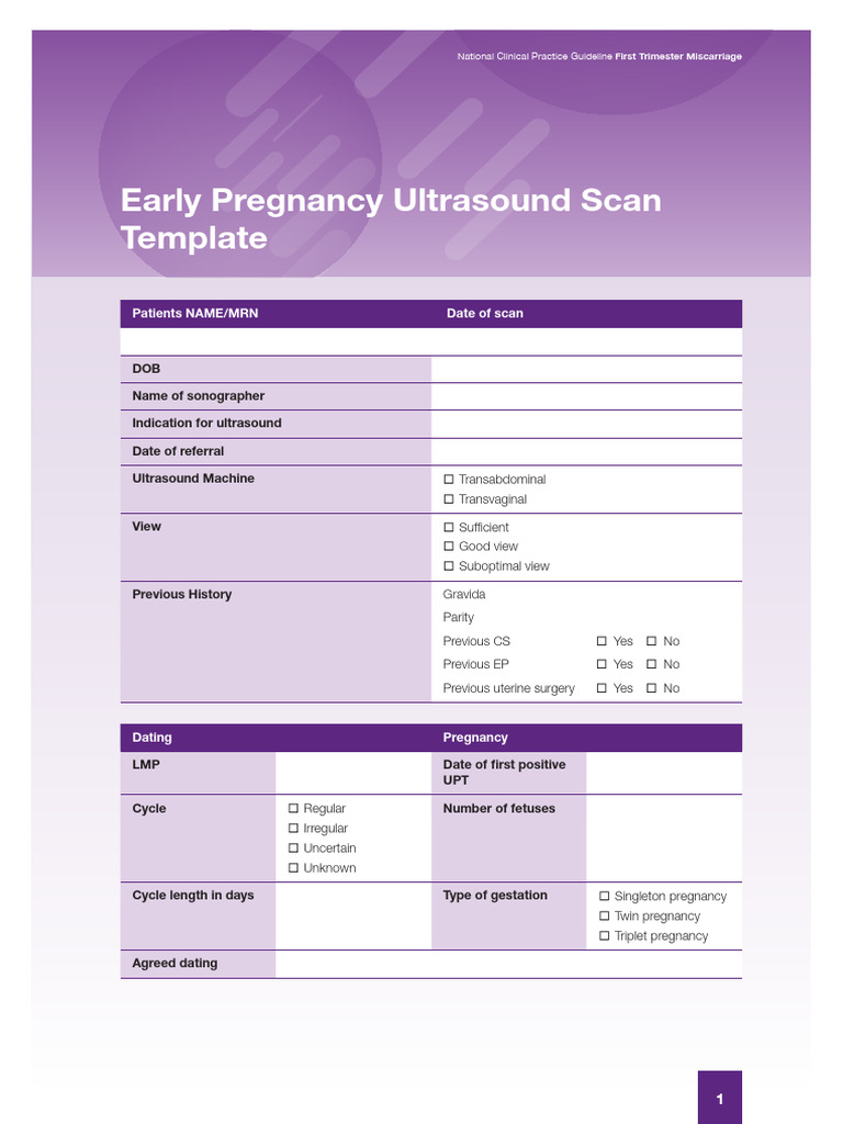 IOG - National Clinical Guidelines - Early Pregnancy Ultrasound Scan ...