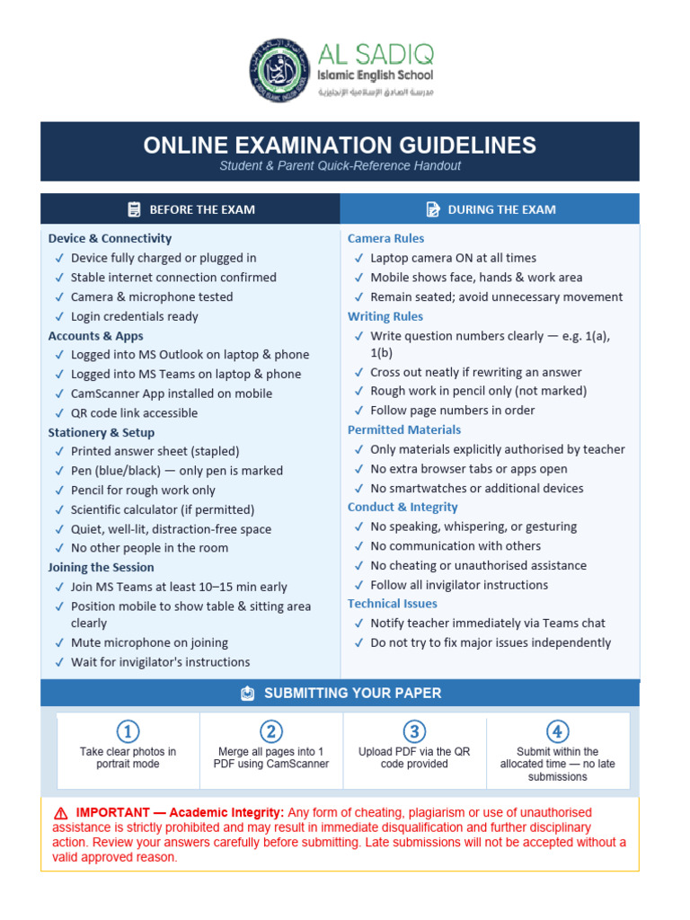 Online Exam Guidelines Handout | PDF | Computing