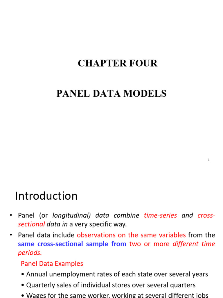 CH 4 Panel Data | PDF | Fixed Effects Model | Random Effects Model