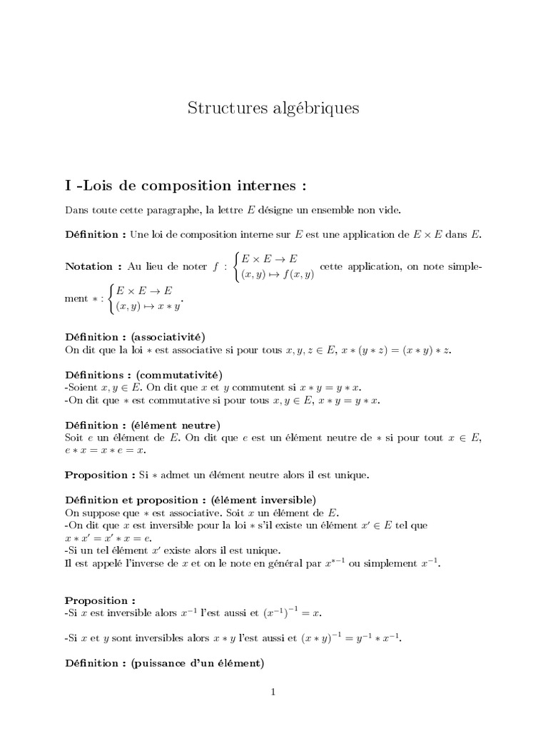 Cours Structures Algébriques | PDF