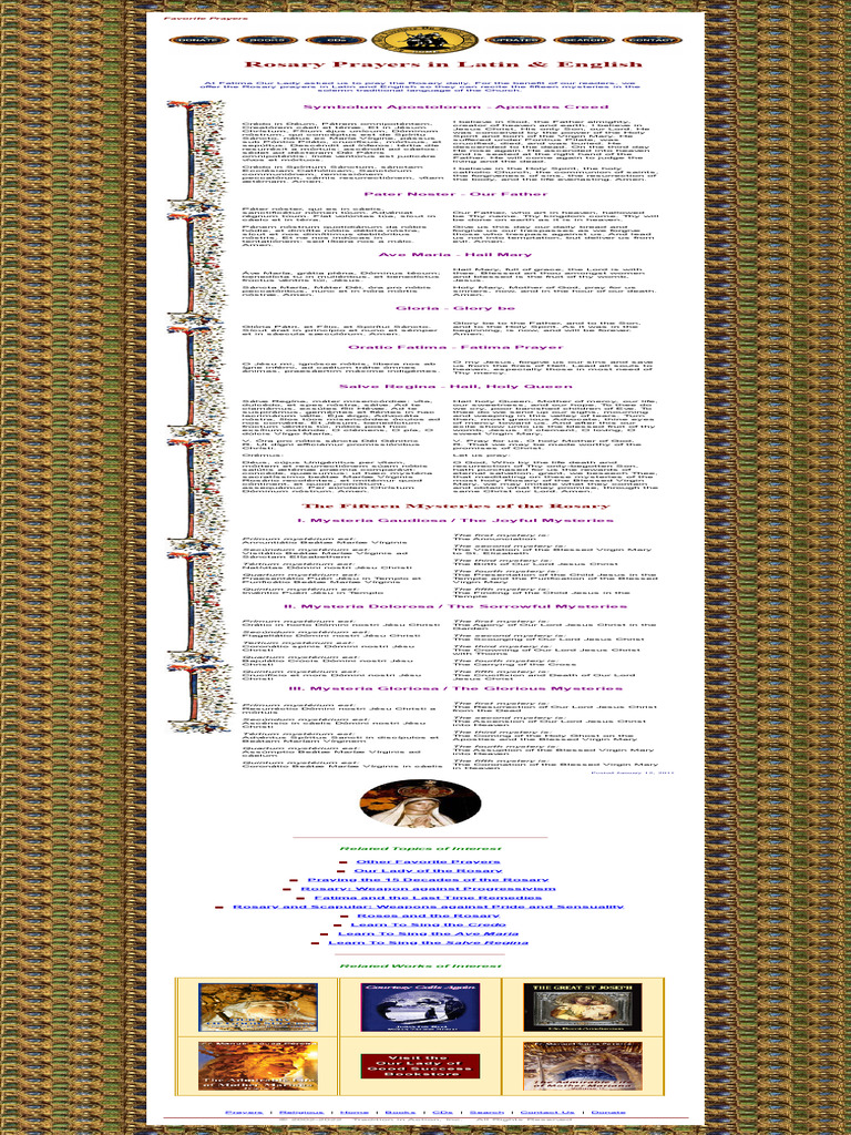 Rosary Prayers in Latin & English | PDF | Rosary | Lord's Prayer