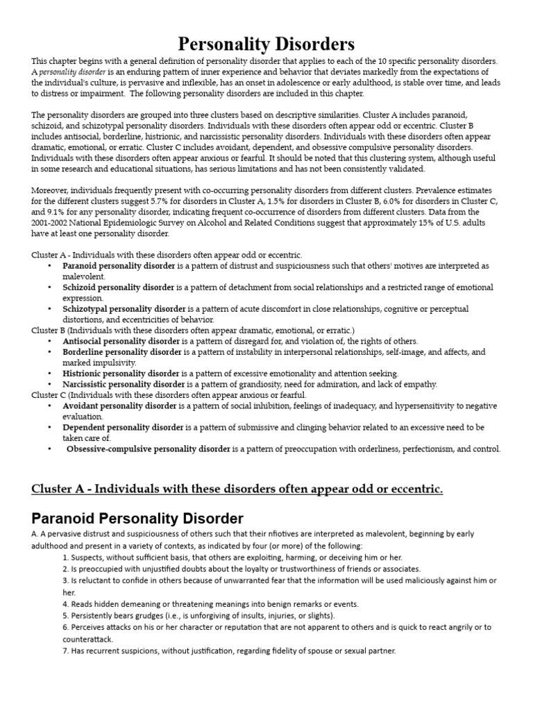 Personality Disorders Dsm5 | PDF