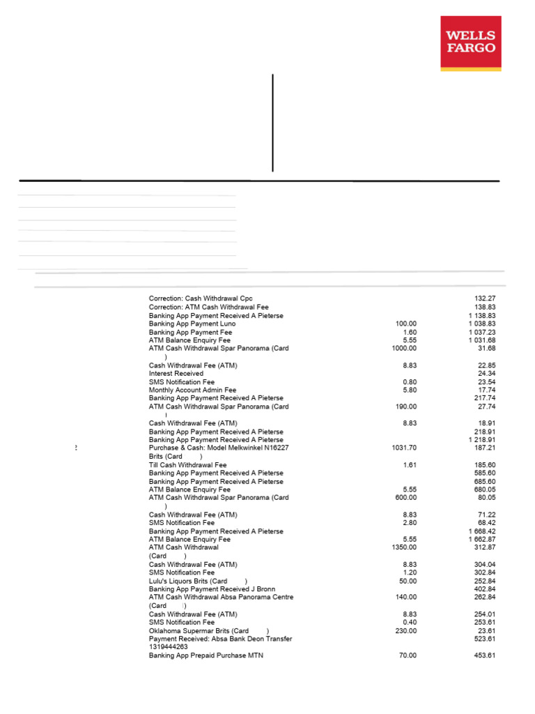 Capitec Bank Statement | PDF | Fee | Cash