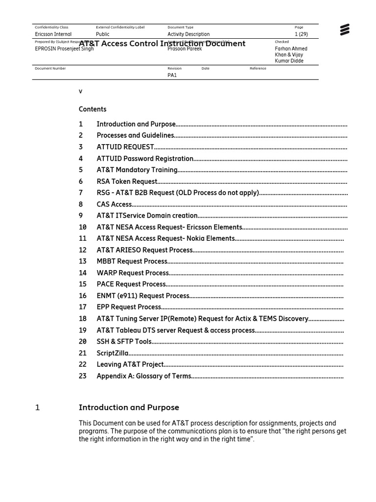 AT&T Access Control Instruction Document - V24.1 | PDF | Computing ...