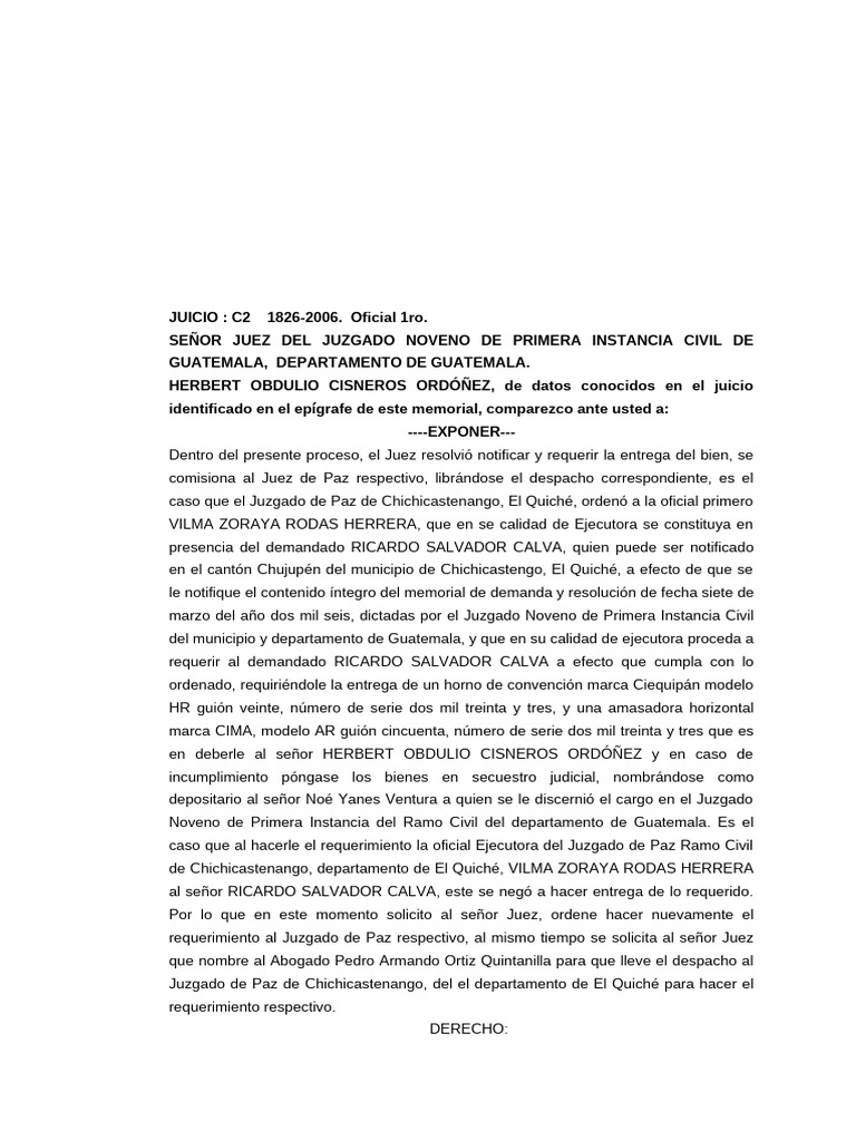 Subsanar Previo Ejecutivo Obdulio Cisneros | PDF