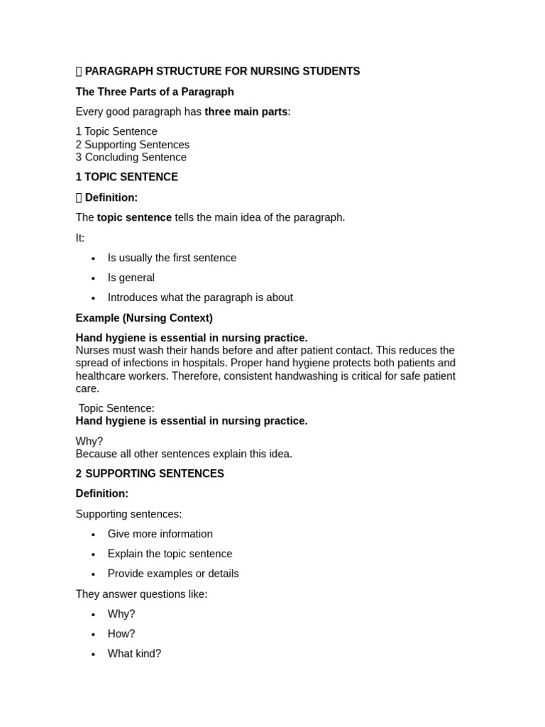 Paragraph Structure For | PDF | Hand Washing | Health Care