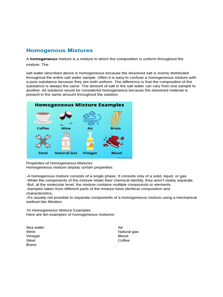 Homogenous Mixture | PDF