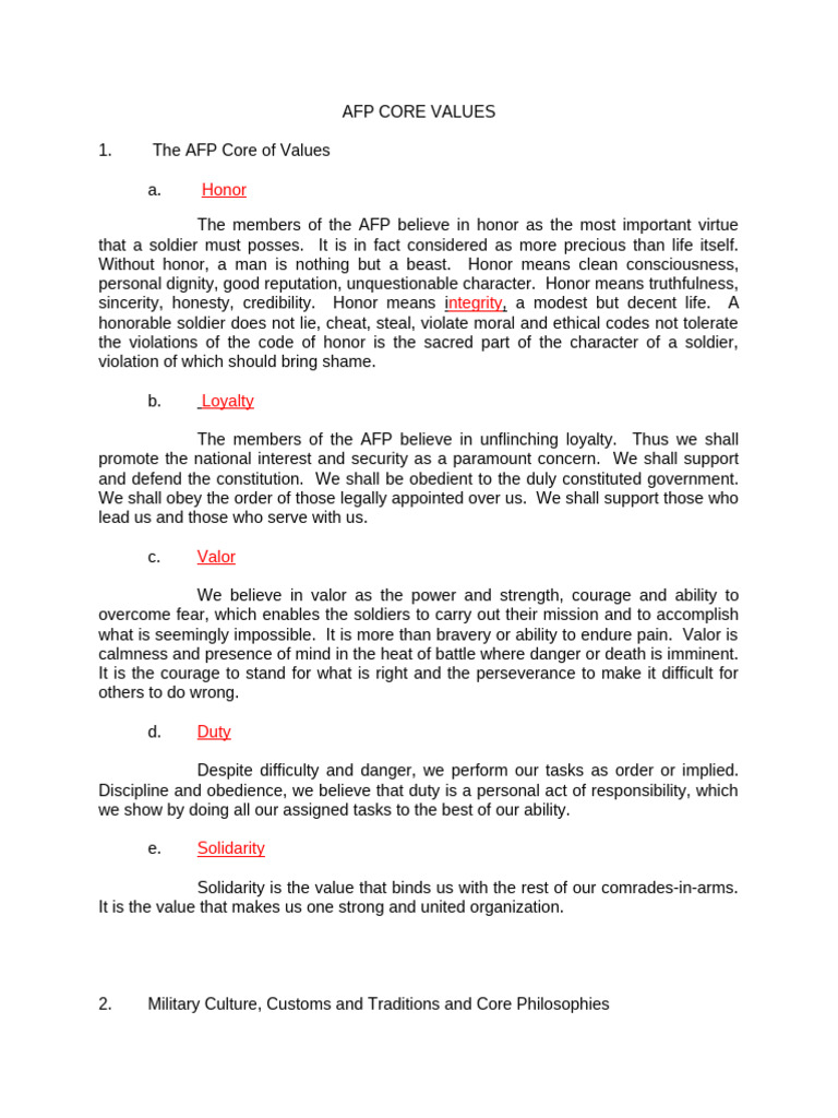 AFP Core Values | PDF
