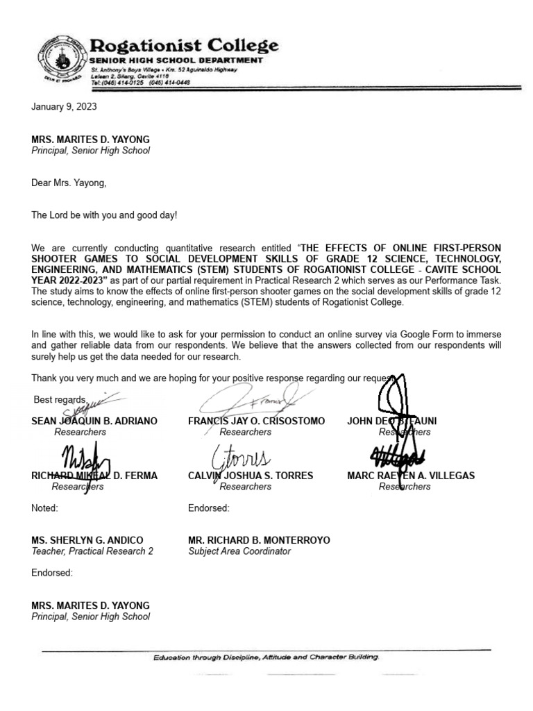 Letter To Conduct The Study - Principal | PDF