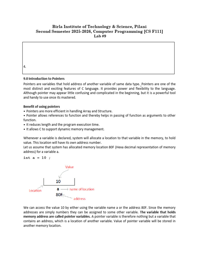 Lab #9 | PDF | Pointer (Computer Programming) | Integer (Computer Science)