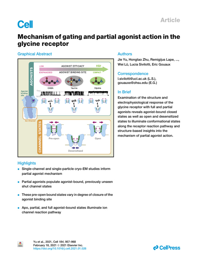 Mechanism of Gating and Partial Agonist Action in The Glycine Receptor ...