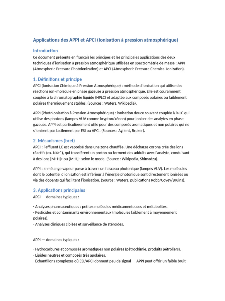 Applications APPI APCI | PDF | Chimie | Sciences physiques