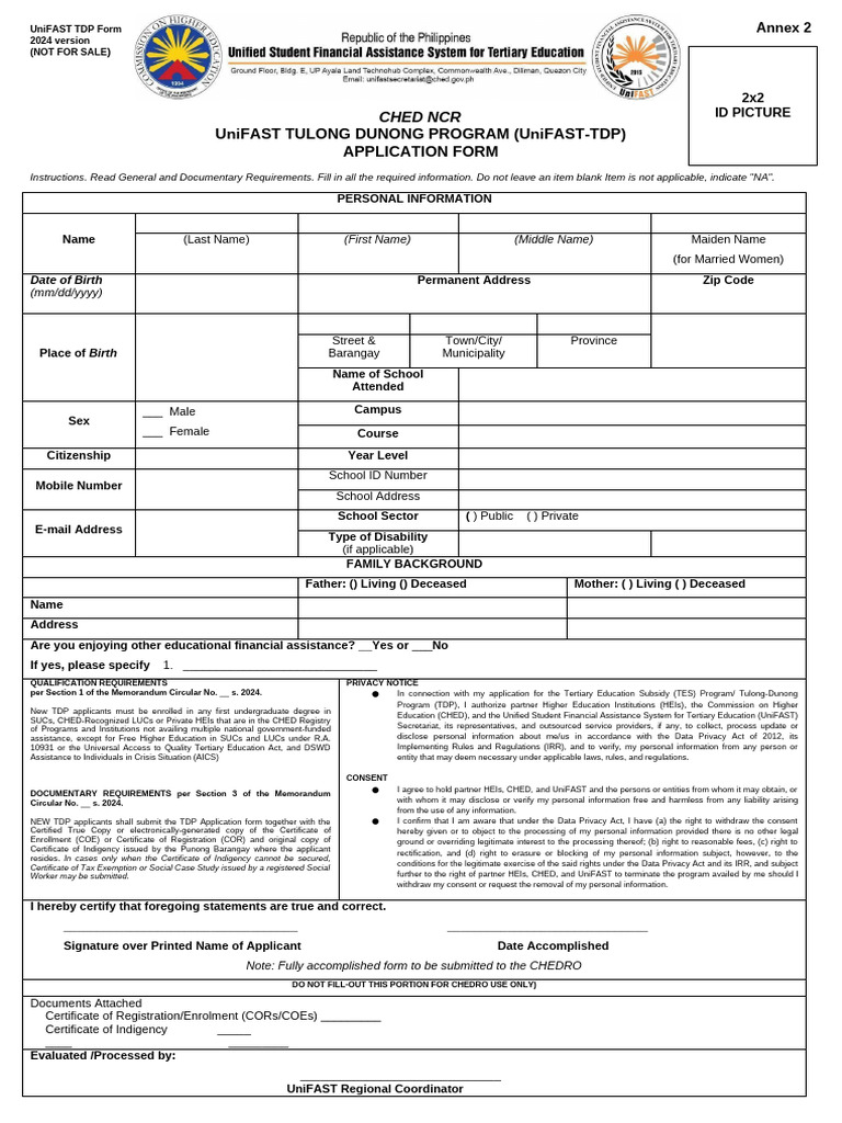 Annex 2 TDP Application Form | PDF