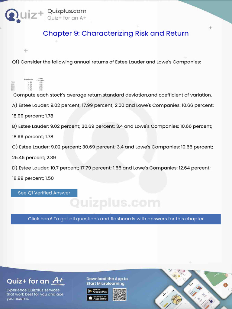 Consider The Following Annual Returns of Estee Lauder and Lowes ...