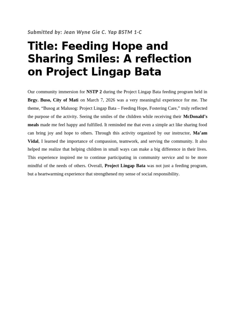 Journal Reflection For NSTP | PDF