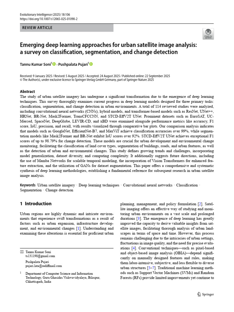 Emerging Deep Learning Approaches For Urban Satellite Image Analysis A ...