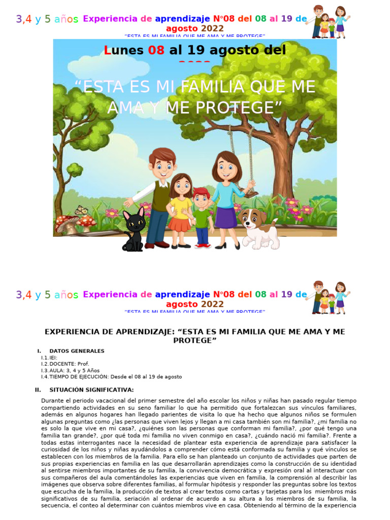 Eda Agosto Unidocente Esta Es Mi Familia Que Me Ama y Me Protege | PDF ...