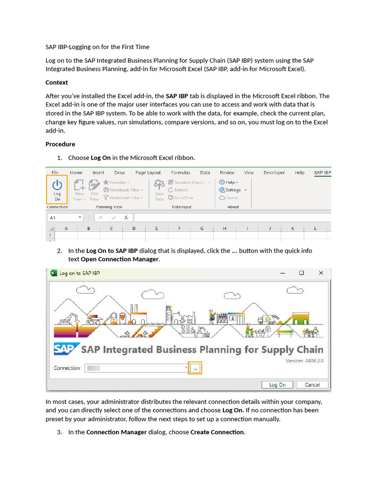 SAP IBP Excel Addin - Setting Up The Connection | PDF | Microsoft Excel ...