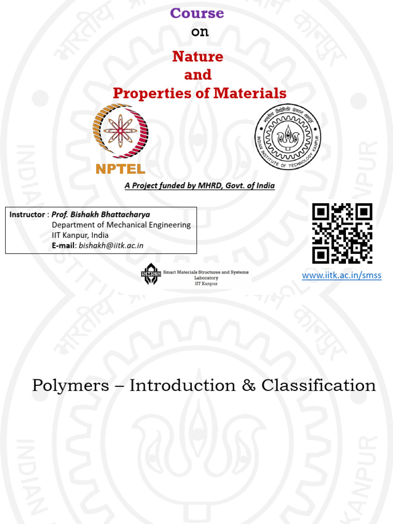 Lec16 Polymer Intro & Classification | PDF | Polymers | Thermoplastic