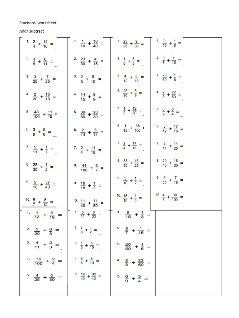 Fractions Worksheet | PDF