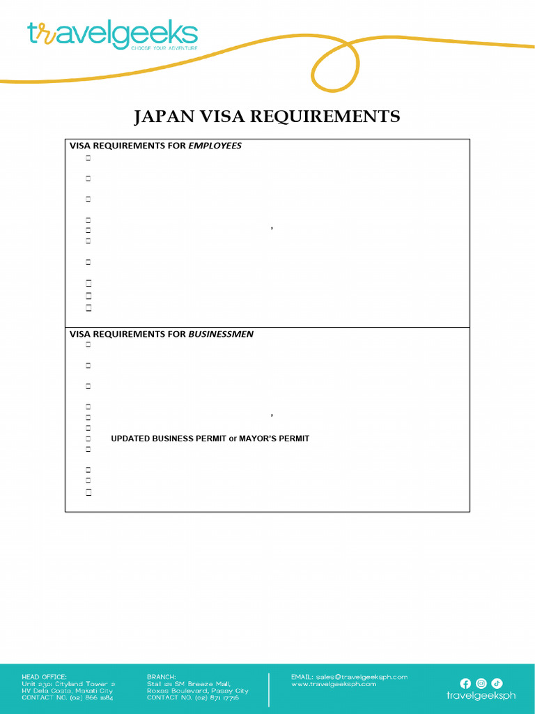 UPDATED Japan Visa Requirements | PDF