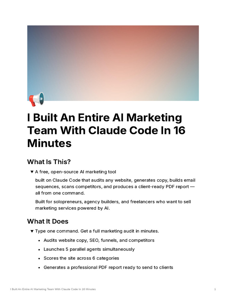 I Built An Entire AI Marketing Team With Claude Code in 16 Minutes ...