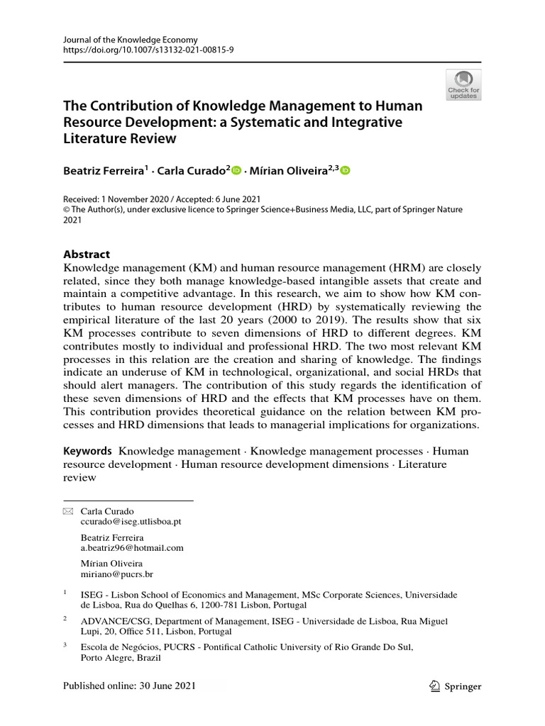 The Contribution of Knowledge Management To Human Resource Development ...