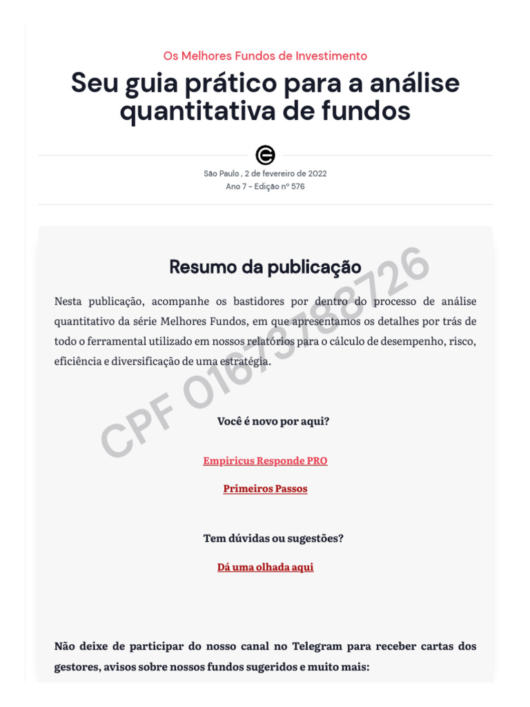 Empiricus Research - Guia para Análise Quantitativa de Fundos | PDF ...