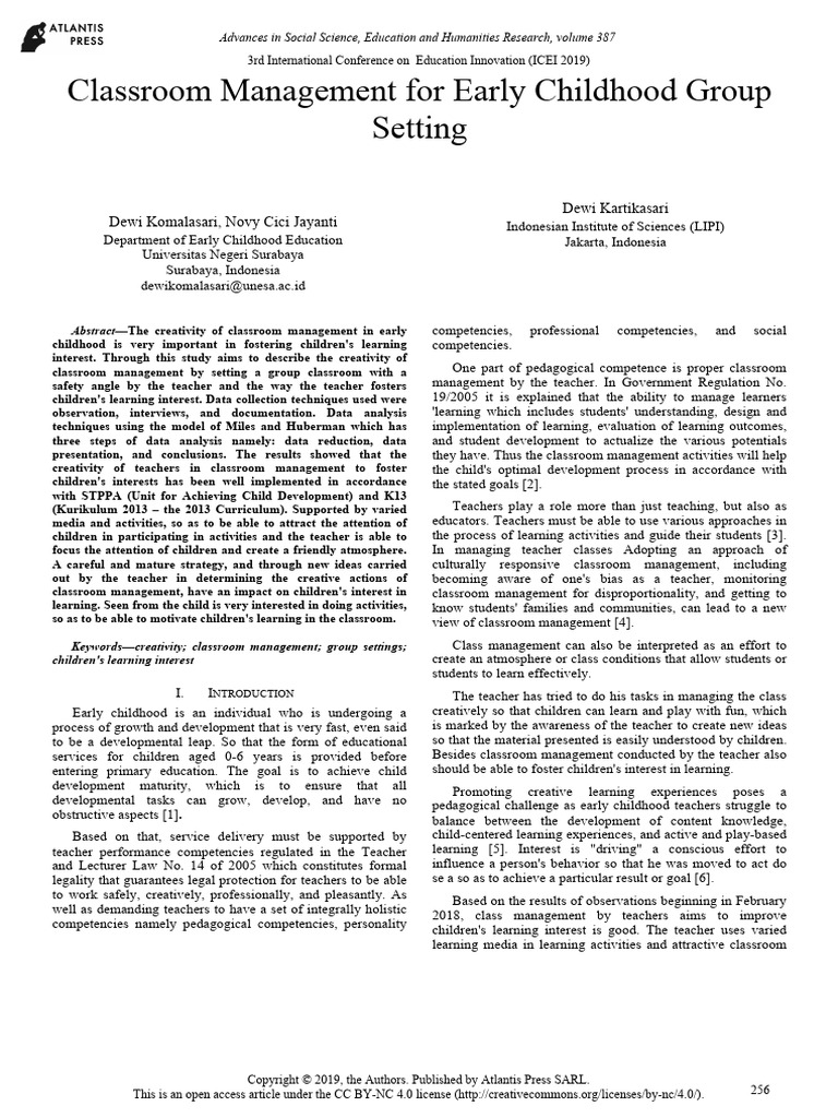 Classroom Management For Early Childhood Group Set | PDF | Classroom ...